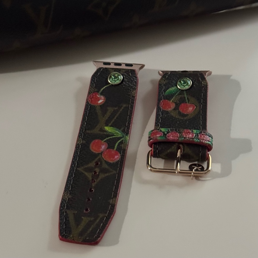 Never Worn Spark*l Apple LV Cherry Print Watch Band - Picture 3 of 6